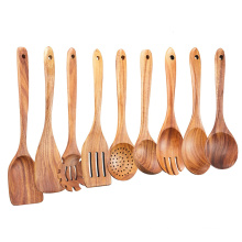 Yuming Factory 9Pcs Teak Wooden Cooking Utensil Set Kitchen Utensils Gadgets Set